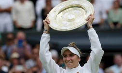 La TchĂšque Marketa Vondrousova, victorieuse de Wimbledon, le 15 juillet 2023
