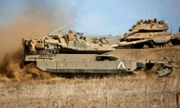 Un char israélien participe à des manoeuvres sur le Golan occupé à la frontiÚre avec la Syrie, le 20 novembre 2017