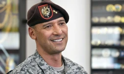 Le général Pedro Sanchez, à la tête du Commandement des opérations spéciales conjointes (CCOES) des forces armées colombiennes, lors d'un entretien avec l'AFP le 14 juin 2023