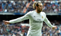 L'attaquant du Real Madrid Gareth Bale aprĂšs un but contre le Celta, le 5 mars 2016 Ă Bernabeu