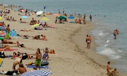 Une plage Ă Leucate (Aude) oĂč le burkini a Ă©tĂ© interdit, le 17 aoĂ»t 2016