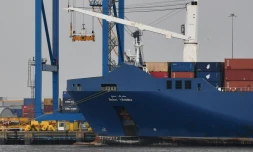 Le cargo Bahri Yanbu, battant pavillon saoudien, dans le port de Tilbury, le 7 mai 2019 au Royaume-Uni