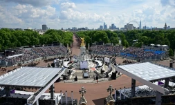 Vue générale du Mall durant le défilé marquant l'anniversaire de la Reine Elizabeth II le 2 juin 2022 à Londres