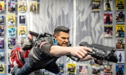 Un personnage du jeu vidéo Cyberpunk 2077, au siÚge du studio polonais CD Projekt, le 4 décembre 2020 à Varsovie