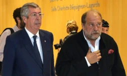 Patrick Balkany et son avocat Eric Dupond-Moretti au tribunal de Paris, le 13 ai 2019