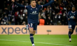 Mbappe auteur d'un doublé pour Paris face au FC Bruges lors dudernier match de poule de C1 au Parc des Princes, le 7 décembre 2021