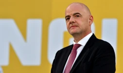 Le président de la Fifa Gianni Infantino lors de la finale de la Coupe d'Asie entre le Japon et le Qatar, le 1er février 2019 à Abu Dhabi