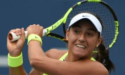 La Française Caroline Garcia face à la Polonaise Agnieszka Radwanska au 3e tour de l'US Open, le 3 septembre 2016 à New York