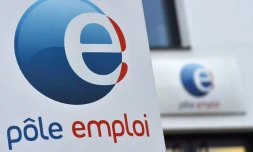 Logo de Pôle emploi, photo prise à Nantes, le 15 janvier 2018