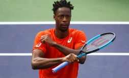 Le Français Gaël Monfils après sa victoire face à l'Argentin Leonardo Mayer au 2e tour du Masters 1000 d'Indian Wells, le 9 mars 2019  