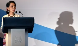 La dirigeante birmane Aung San Suu Kyi, à Singapour, le 21 août 2018