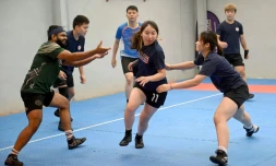 Un groupe pratiquant le kabbadi le 23 mai 2022 à Hong Kong