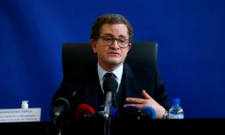 Le procureur de la République de Pontoise Eric Corbaux donne une conférence de presse, le 10 mars 2021 à Pontoise