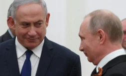 Le Premier ministre israélien Benjamin Netanyahu et le président russe Vladimir Poutine au Kremlin à Moscou, le 9 mai 2018