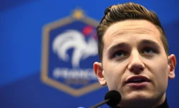 L'international français Florian Thauvin en conférence de presse à Clairefontaine, le 21 mars 2017