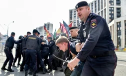 Arrestations de manifestants au cours d'un rassemblement en faveur d'un "internet libre", le 13 mai 2018 à Moscou