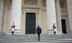 Emmanuel Macron au Panthéon en avril 2018 pour une cérémonie d'hommage aux esclaves des colonies