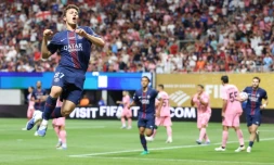 Le milieu portugais du PSG Joao Neves célèbre son premier but lors du huitième de finale du Mondial des clubs entre le Paris Saint-Germain et l'Inter Miami à Atlanta le 29 juin 2025