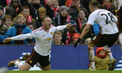 Wayne Rooney, auteur du but de la victoire pour Manchester United face à Liverpool, à Anfield le 17 janvier 2016