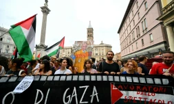 Marche en solidarité avec les Palestiniens de Gaza, à Rome, le 22 septembre 2025