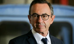 Le ministre de l'Intérieur et président du parti de droite Les Républicains (LR), Bruno Retailleau, près de Condecourt, au nord de Paris, le 23 juillet 2025
