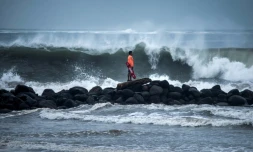 De fortes vagues frappent les côtes de l'Etat de Veracruz (Mexique), le 20 août 2021.