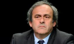 Michel Platini, alors président de l'UEFA, lors d'une conférence de presse le 28 mai 2015