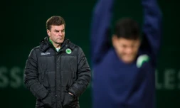 Le technicien de Wolfsburg Dieter Hecking à l'entraînement la veille du mach de Ligue des champions contre Manchester United, le 7 décembre 2015 à Wosfsburg