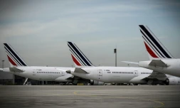 Des avions de la compagnie Air France sur le tarmac de l'aéroport Roissy-Charles-de-Gaulle, le 16 avril 2018 au nord de Paris