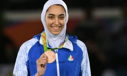 La taekwondoiste iranienne Kimia Alizadeh médaillé de bronze en -57 kg aux Jeux de Rio, le 18 août 2016