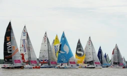 La flotte de la Solitaire du Figaro, le 31 mai 2015 à Pauillac 