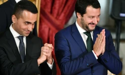 Les deux vice-Premiers ministres italiens Luigi Di Maio (à gauche) et Matteo Salvini, le 1er juin 2018 à Rome