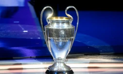 Le trophée de la Ligue des champions lors du tirage, le 31 août 2023 à Monaco