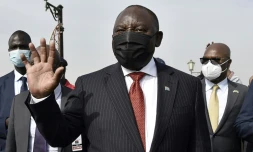 Le président sud-africain Cyril Ramaphosa, le 7 décembre 2021 au Sénégal