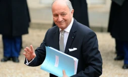 -Le ministre des Affaires étrangÚres Laurent Fabius à son arrivée le 28 janvier 2016 à l'Elysée à Paris