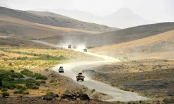 Convoi militaire de l'Armée nationale afghane dans le district de Shah Wali Kot dans la province de Kandahar, le 23 mai 2017