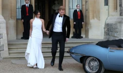 Le prince Harry et Meghan quittent le palais de Windsor après leur mariage, le 19 mai 2018