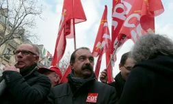 Le secrétaire général de la CGT Philippe Martinez lors d'une manifestation le 26 janvier 2016 à Paris