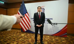 Le secrétaire d'Etat américain Marco Rubio participe à un point presse lors de la 58e réunion des ministres des Affaires étrangères des pays de l'Association des nations d'Asie du Sud-Est (Asean) au Centre des congrès de Kuala Lumpur, le 10 juillet 2025