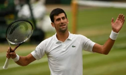 Le Serbe Novak Djokovic bat l'Espagnol Rafael Nadal en demi-finale de Wimbledon, le 14 juillet 2018
