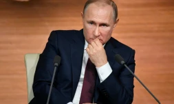 Le président russe Vladimir Poutine au cours de sa conférence de presse annuelle, le 19 décembre 2019 à Moscou