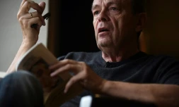 Pierre Lemaitre lors d'un entretien avec l'AFP à Bogota, le 28 avril 2017