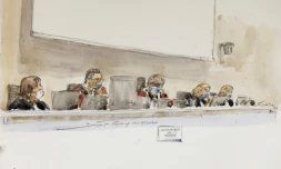 La cour au Tribunal de Paris lors du procĂšs des attentats de janvier 2015, le 16 septembre 2020