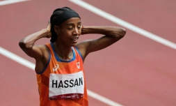 La Néerlandaise Sifan Hassan après sa victoire en séries du 1.500 m lors des Jeux olympiques de Tokyo le 2 août 2021