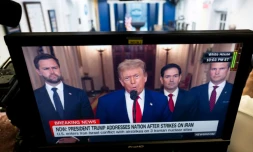 Le président américain Donald Trump s'adresse à la nation au sujet des bombardements américains de sites nucléaires iraniens à la Maison Blanche à Washington, le 21 juin 2025
