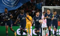 Le PSG grâce à un penalty de Lionel Messi (ballon) bat le RB Leipzig en Ligue des champions League au Parc des Princes, le 19 octobre 2021 