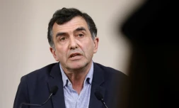 L'épidémiologiste Arnaud Fontanet et membre du Conseil scientifique lors d'une conférence de presse à Paris le 28 mars 2020