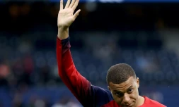 Kylian Mbappe sous les couleurs du Paris SG avant la réception de Toulouse, le 12 mai 2024 au Parc des Princes