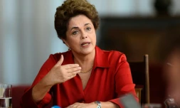 La présidente brésilienne suspendue de ses fonctions Dilma Rousseff, lors d'une rencontre avec des journalistes étrangers, au palais présidentiel Alvorada, à Brasilia, le  18 août 2016