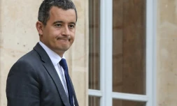 Le ministre des Comptes publics, Gérald Darmanin, quitte l'Élysée après un Conseil des ministres à Paris, le 12 juin 2018